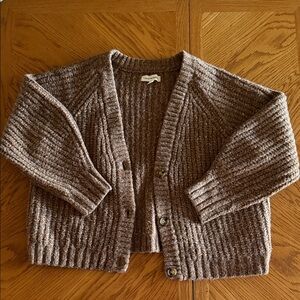 Lucky Brand Ribbed Button-Front Cardigan in Heathered Brown